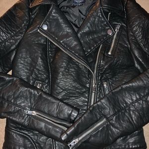 Black leather moto jacket XS